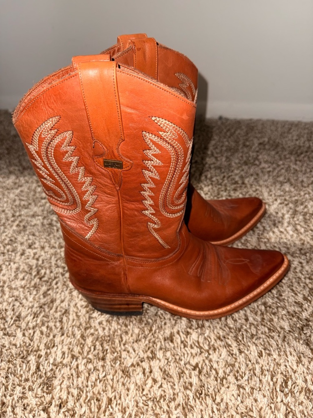 Women’s Western Mid-Calf Leather Boots - Brown